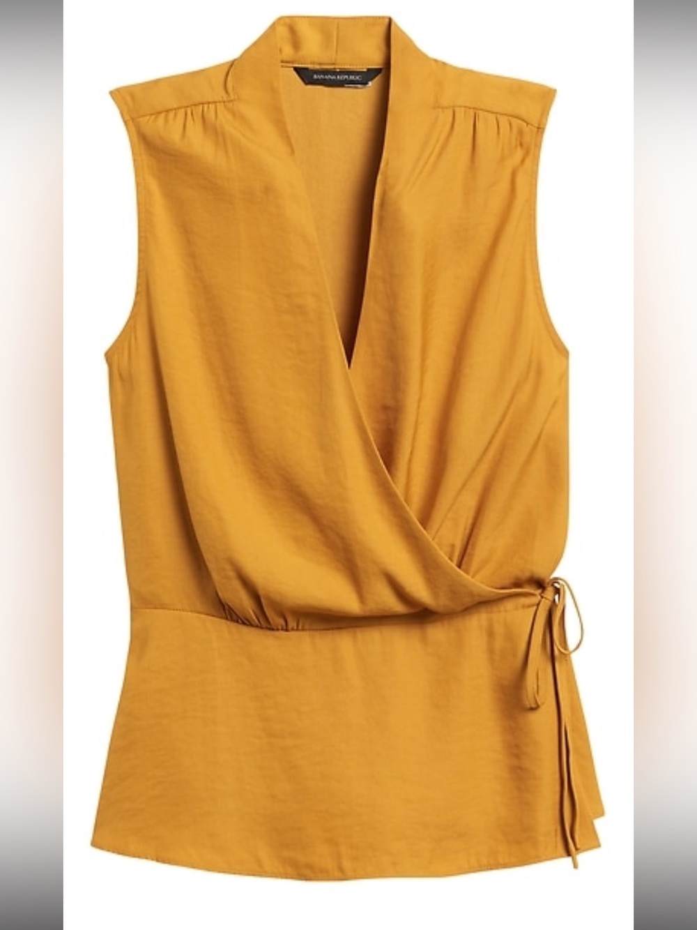 Banana Republic Mustard Sleeveless Wrap Blouse SMALL